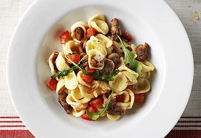 Orecchiette with sausage and rocket
