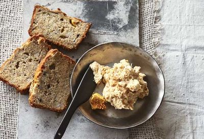 Banana bread with honeycomb butter