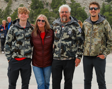 Celebrity chef Guy Fieri with his wife Lori and sons Hunter and Ryder.