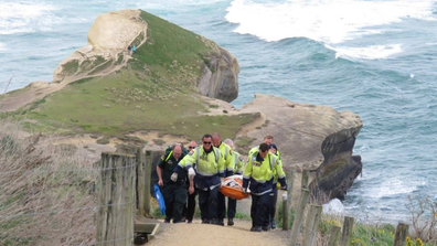 A German tourist was rescued after falling at Dunedin's Tunnel Beach in 2018.