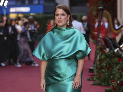 Princess Eugenie poses for photographers upon arrival at the Vogue World event on Thursday, Sept. 14, 2023 in London. (Vianney Le Caer/Invision/AP)