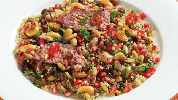 Rena Patten's lamb with quinoa, pomegranate, mint and nuts