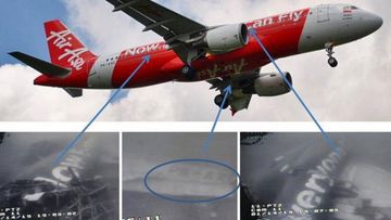 The downed AirAsia Airbus (above) and images from the Singaporean Navy. (Oka Sudiatmika/Supplied)