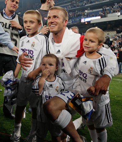 David Beckham, Brooklyn Beckham, Cruz Beckham and Romeo Beckham