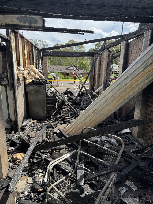 A photo taken inside the garage, where the fire started.