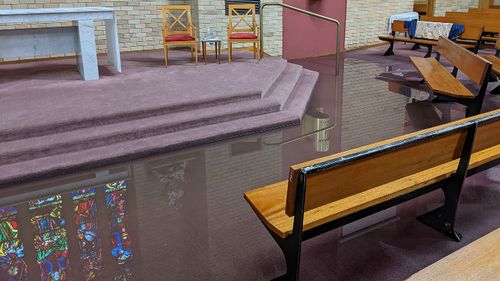 A church in Lithgow was flooded after the sudden downpour.