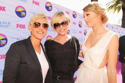 Ellen DeGeneres and wife Portia de Rossi are joined by Taylor Swift.