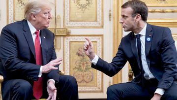US President Donald Trump and French President Emmanuel Macron meet in France.