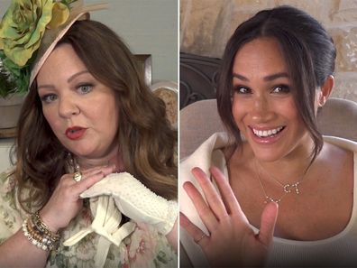 Meghan Markle and Melissa McCarthy in the duchess' 40th birthday video