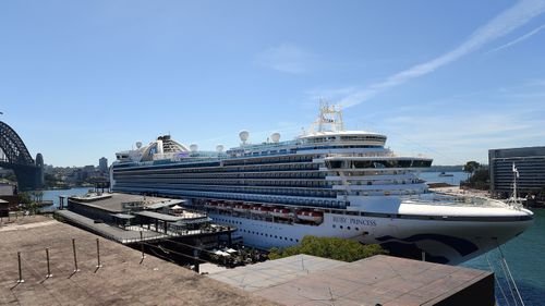 The Ruby Princess cruise ship at the Overseas Passenger Terminal in Circular Quay, Sydney. 