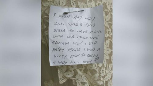 'I was a lucky man': Heartfelt note found on vintage wedding dress in UK charity shop