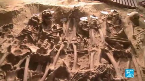 The bodies were discovered when the supermarket's basement was excavated. (Supplied)