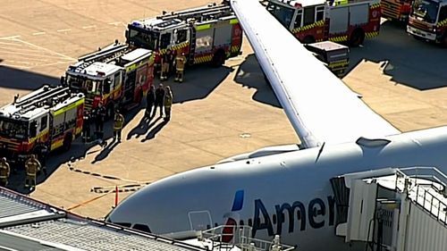 Fire crews at the Sydney Airport runway incident. (Twitter).