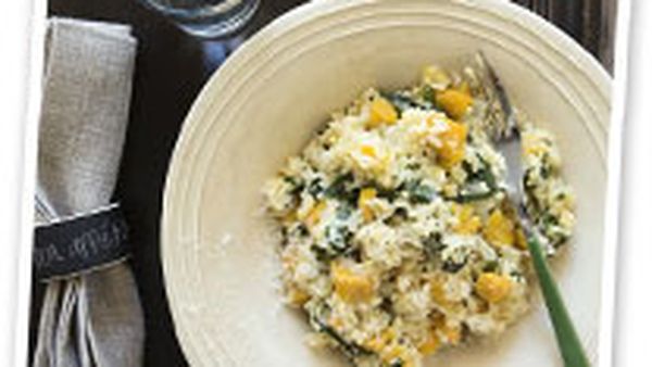 Pumpkin and silverbeet risotto