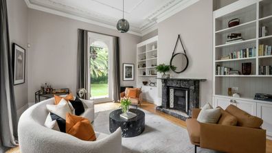 The living room in Virgin Australia CEO Jayne Hrdlicka's Hawthorn home for sale.