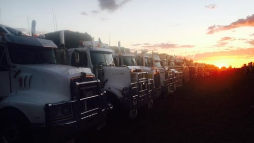 The convoy arrived in Ilfracombe yesterday. (Burrumbuttock Hay Runners)