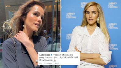 Isabel Lucas, anti-vaxxer, comments, coronavirus