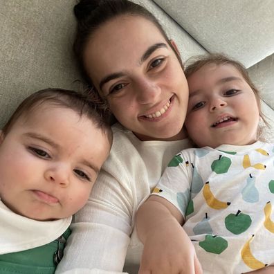Nikolina Kharoufeh with her two sons Noah and Leo. 