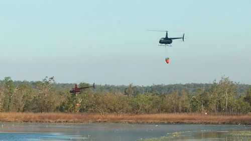 Water bombers working to extinguish the blaze. (9NEWS)