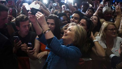 Hillary Clinton with supporters in West Palm Beach, Florida. (AAP)