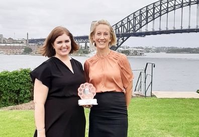 Lisa with Dr. Tracy O'Mara, the 2020 Cure Cancer Researcher of the Year.