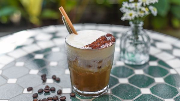 Vietnam&#x27;s salt coffee, ca phe muoi, features sweetened condensed milk, coffee and salted cream.