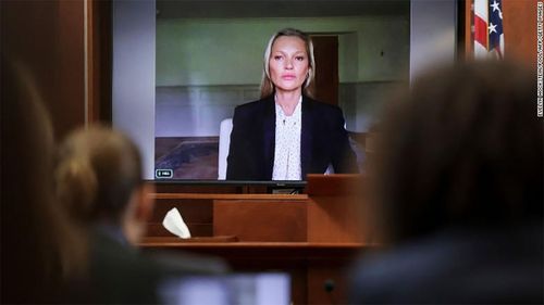 Kate Moss testifies via video on Wednesday.
