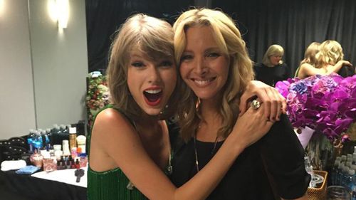 Kudrow posted this photo from backstage to her Facebook page thanking  Swift for inviting her along. (Facebook)