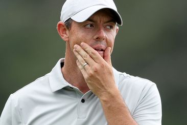 Rory McIlroy of Northern Ireland reacts to a putt on the 18th green during the second round of the 2023 Masters Tournament at Augusta National Golf Club on April 07, 2023 in Augusta, Georgia. (Photo by Christian Petersen/Getty Images)
