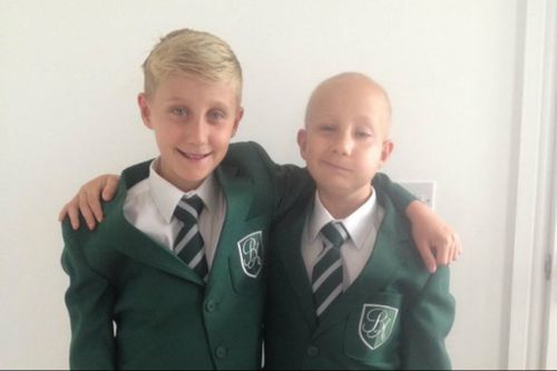 Brave brain tumour survivor starts high school with his twin brother by his side