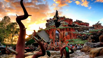 The sun sets on Splash Mountain in the Magic Kingdom at Walt Disney World, Thursday, Dec. 7, 2022. The popular attraction opened in 1992 and will close permanently on Jan. 23, 2023, to be repurposed with a new theme as âTiana's Bayou Adventure.â (Joe Burbank/Orlando Sentinel/Tribune News Service via Getty Images)