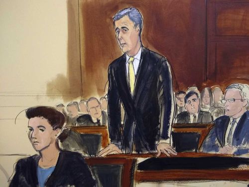 A courtroom sketch of Michael Cohen. 