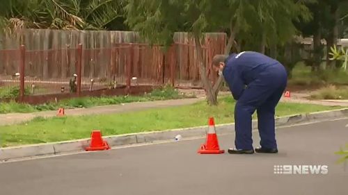 The two attackers remain at large as police and forensics officers investigated the scene today. Picture: 9NEWS.