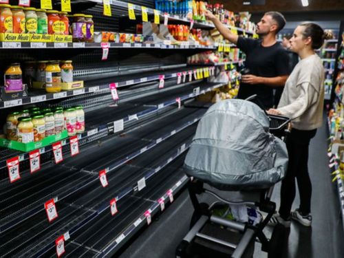 Most pasta and rice sold out at Woolworths Bondi Beach store amid coronavirus panic buying. 16th March 2020. 