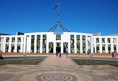 Parliament House forecourt and entrance (Getty)