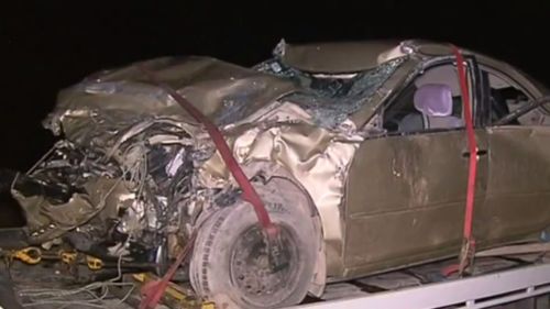 Mr Scott's mangled car following the deadly crash. (9NEWS)