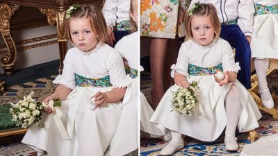 Mia Tindall in Princess Eugenie and Jack Brooksbank's official wedding portraits, October 2018