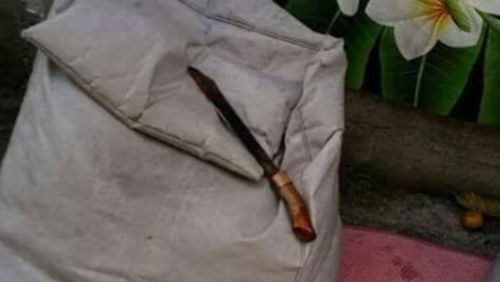 A large machete was found near the blood at the Bali property. 