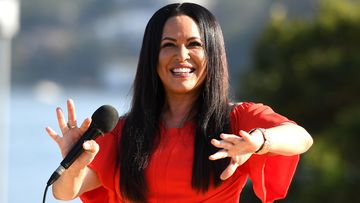 Christine Anu performs during the Australia Day Wugulora Morning Ceremony on the Walumil Lawns at Barangaroo in Sydney, in 2019.