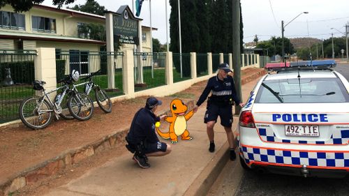 Popular Charmander character lurking outside  Mount Isa primary school’s gates.(QLD Police)