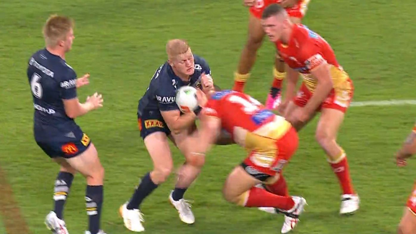 Jarrod Wallace was deemed a category one HIA after this hit against the Cowboys.