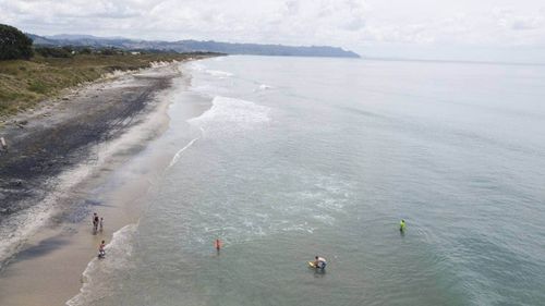 Waihī Beach and Bowentown in the Coromandel have had an increase of shark sightings since a woman was killed by a shark at Waihī Beach in January last year. Drone photos looking north, taken from the south end of the beach.