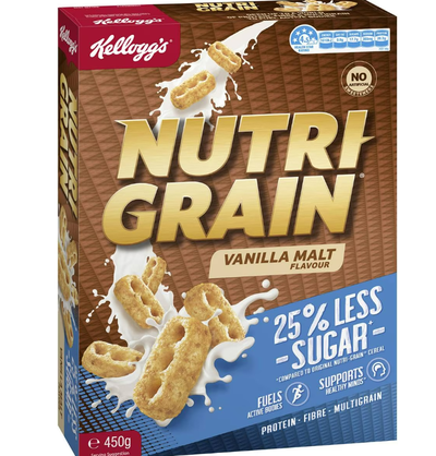 Nutri-Grain Vanilla Malt 25% less sugar - 17.7g per 100g