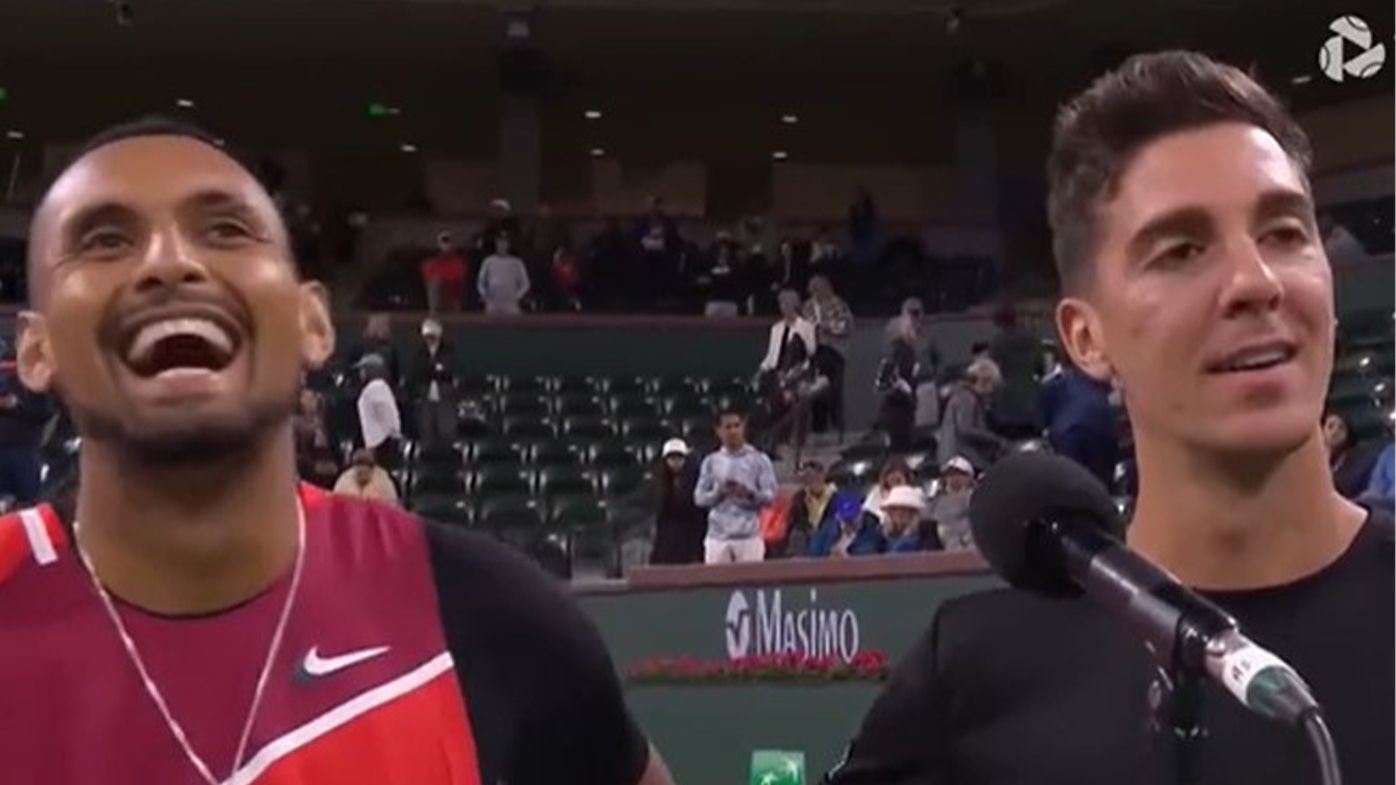 Nick Kyrgios' brilliant takedown of Thanasi Kokkinakis after first-round Indian Wells win
