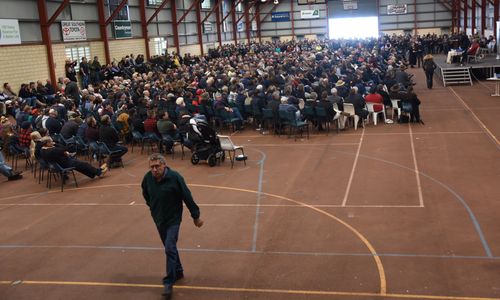 More than 1000 locals gathered to campaign to save the live export trade in the WA town of Katanning. Picture: AAP