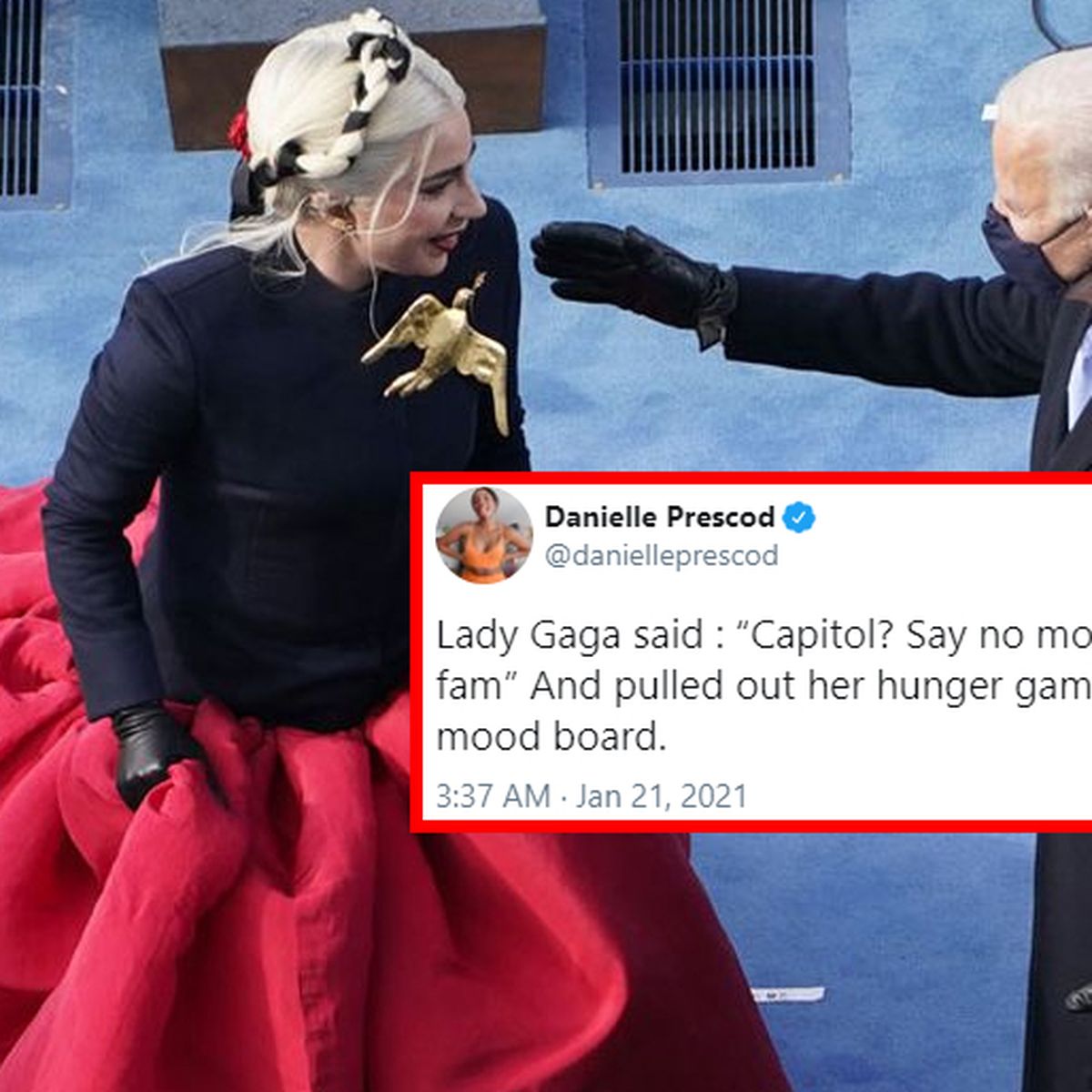 Joe Biden Inauguration: Twitter is loving Lady Gaga's Hunger Games look -  9Celebrity