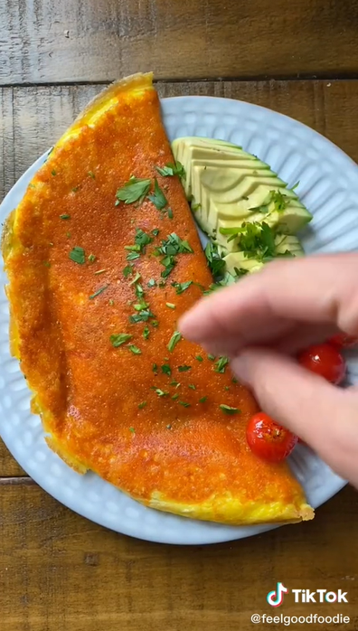 TikTok account 'Feel Good Foodie' shows how she cooks the perfect omelette.