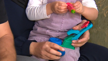 A Melbourne father has discovered a blade lodged in a new tub of children&#x27;s moulding dough, moments before handing it to his toddler.