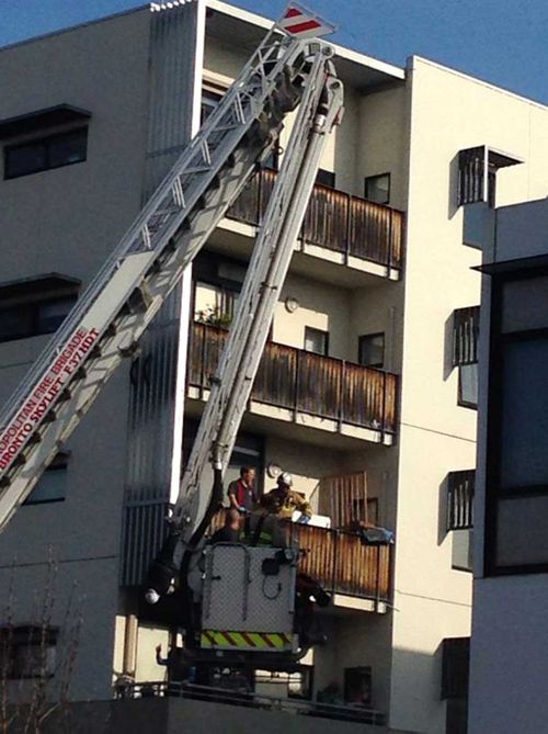 A ladder platform was used to save the man.