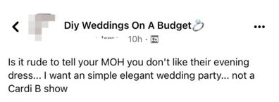 Facebook post DIY weddings on a budget